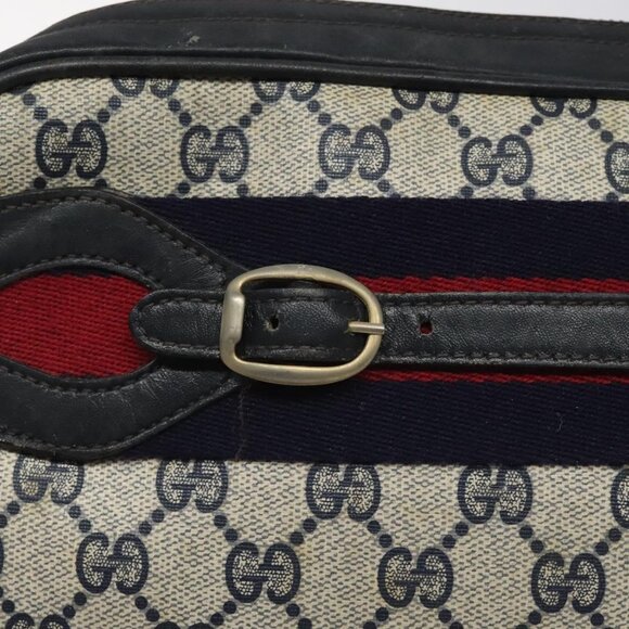 GUCCI GG Supreme Sherry Line Shoulder Bag PVC Navy Red - Picture 9 of 16